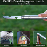 EDC Tactical Multitool Survival Gear Gift Set – Survival Stick, Glass Breaker, Flint Fire Starter, Camping Utensils, Compass, Whistle, Paracord, Hiking, Fishing, Backpacking, Automobile